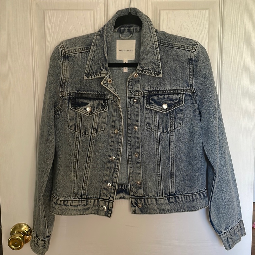 Avec Les Filles Cropped Denim Jean Jacket